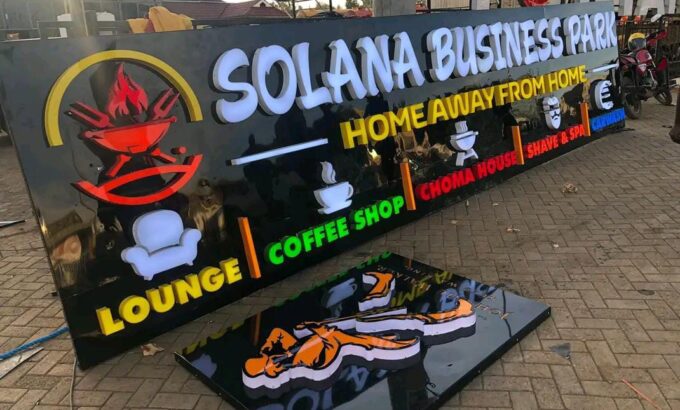 Modern store signs in Kenya designed and installed by Danix Signs Limited, featuring 3D illuminated storefront signage.