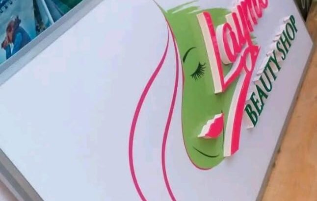 illuminated led sign Professional beauty salon signboard in Nairobi Kenya with illuminated signage design.