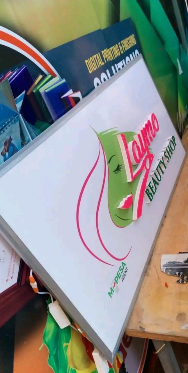 Professional beauty salon signboard in Nairobi Kenya with illuminated signage design.