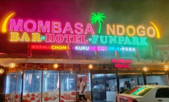 Outdoor building signage installation with 3D signs and LED signage in Mombasa, Kenya