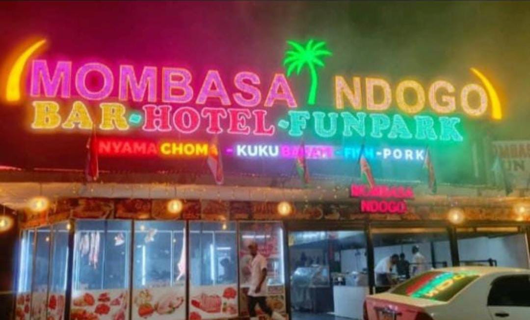 Outdoor building signage installation with 3D signs and LED signage in Mombasa, Kenya