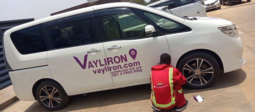 Professional vehicle branding in Nairobi Kenya featuring custom car wrap design and vinyl graphics installation for business advertising
