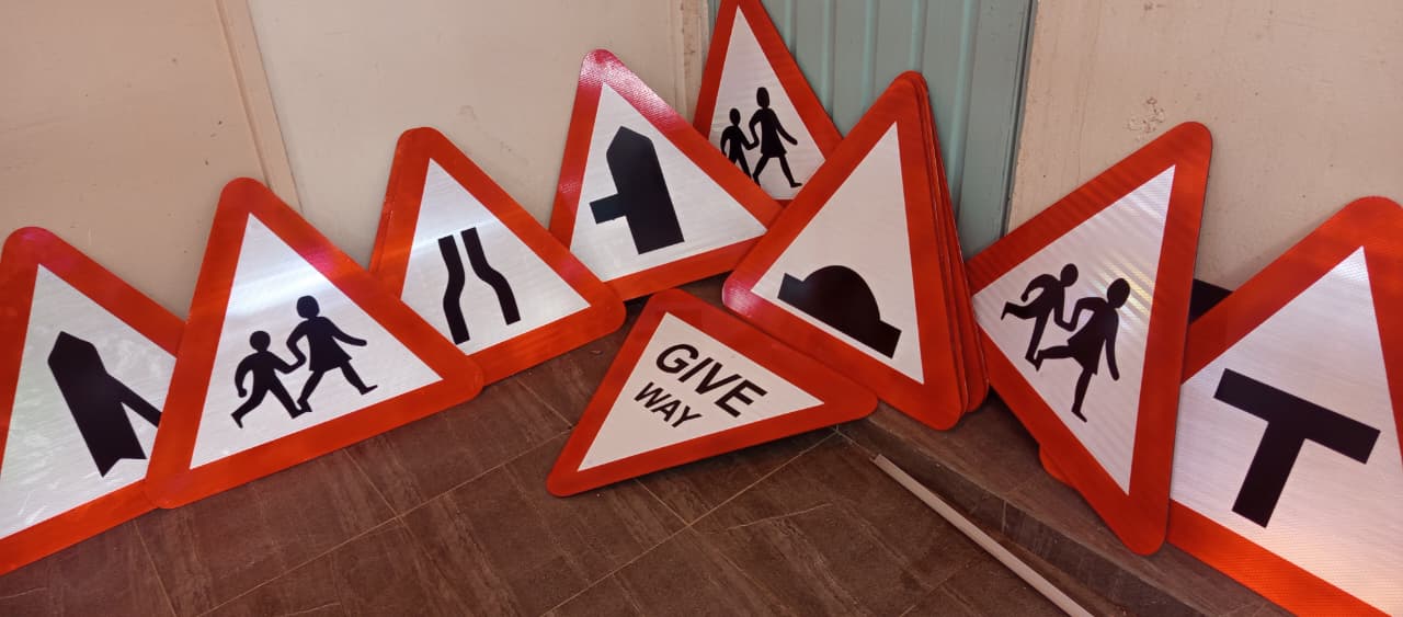 Road furniture installation in Kenya showing traffic signs, street signage and safety infrastructure by Danix Signs Limited